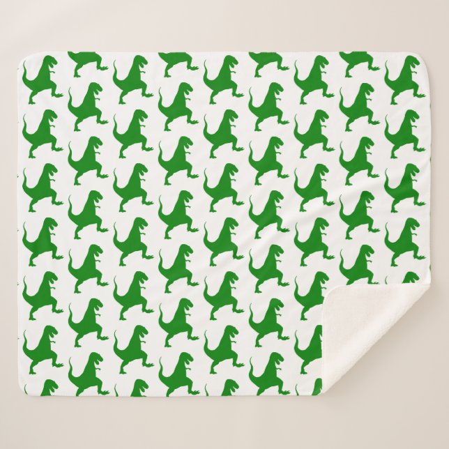 Couverture Sherpa Noël Dinosaure Vert (Devant (Horizontal))
