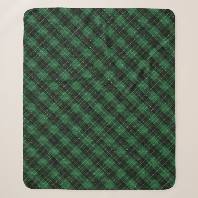 Couverture Sherpa Noël élégant à carreaux verts (Devant)
