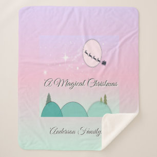 Couverture Sherpa Noël en famille sous la lune pastel et la lueur de