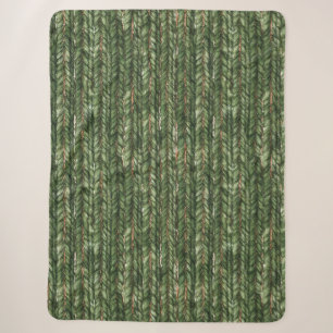Couverture Sherpa Noël Faux Fils Tissés Verts