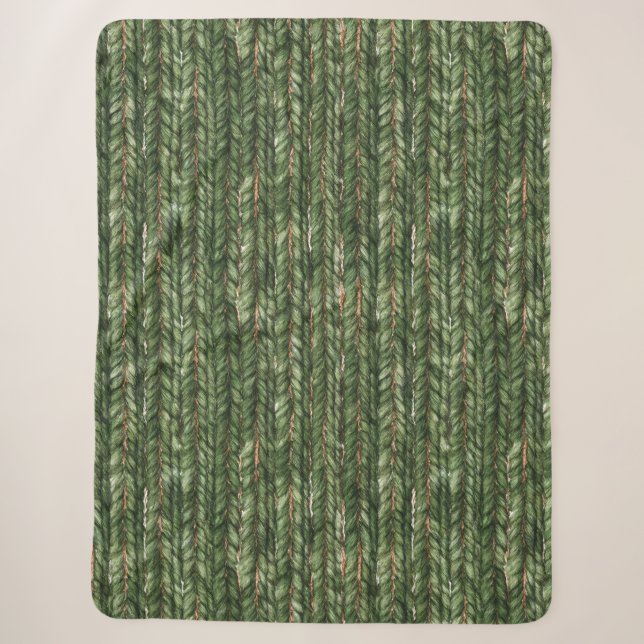 Couverture Sherpa Noël Faux Fils Tissés Verts (Devant)