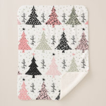 Noël moderne Sherpa Blanket personnalisée