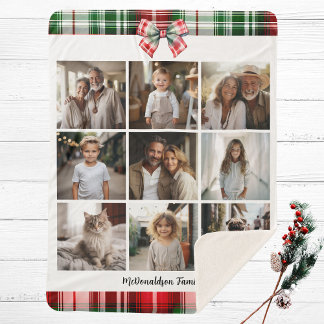 Couverture Sherpa Noël Nom de famille Photo Vintage Classic Rustic