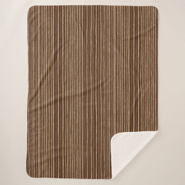 Couverture Sherpa Noël Rayures Or Marron (Devant)