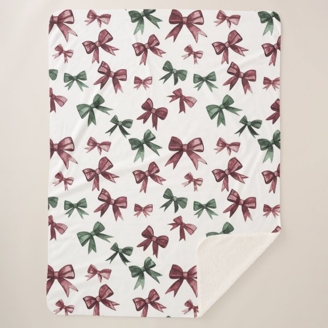 Couverture Sherpa Noël Red Green Bows (Devant)