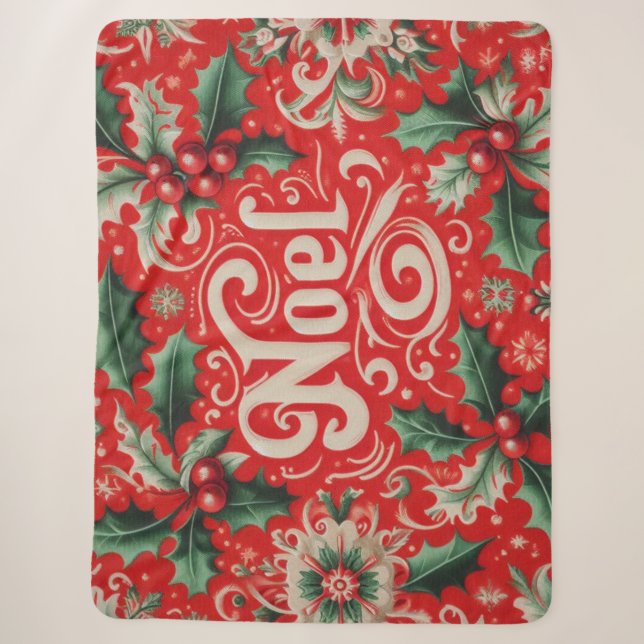 Couverture Sherpa Noel rouge et vert (Devant)