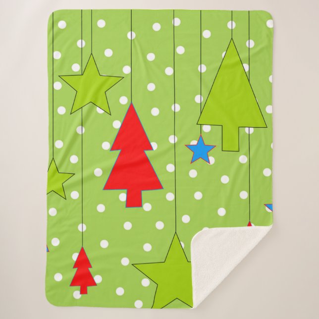 Couverture Sherpa Noël vert et blanc (Devant)