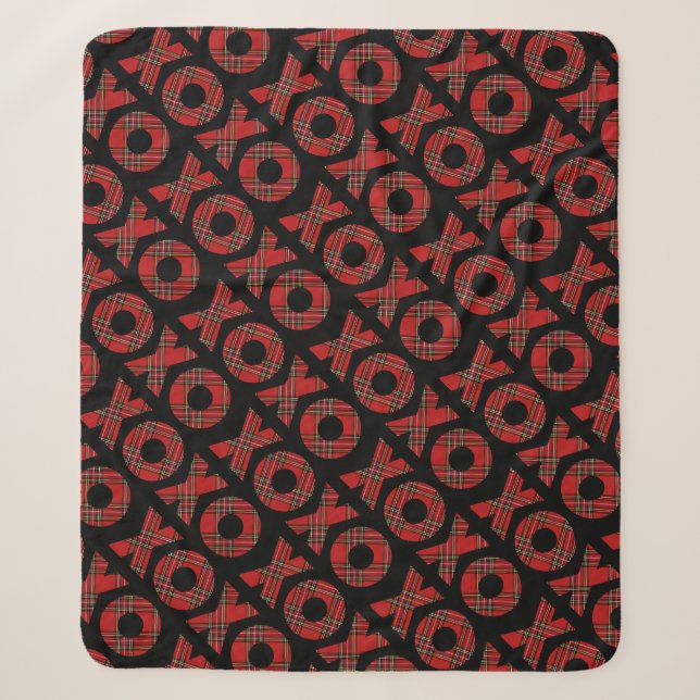 Couverture Sherpa Noël XOXO rouge moderne (Devant)