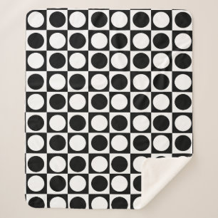 Couverture Sherpa Noir blanc À damiers Pois