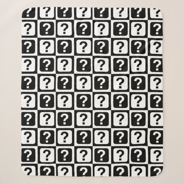 Couverture Sherpa Noir blanc Question Mark Riddle Block Monogramme (Devant)
