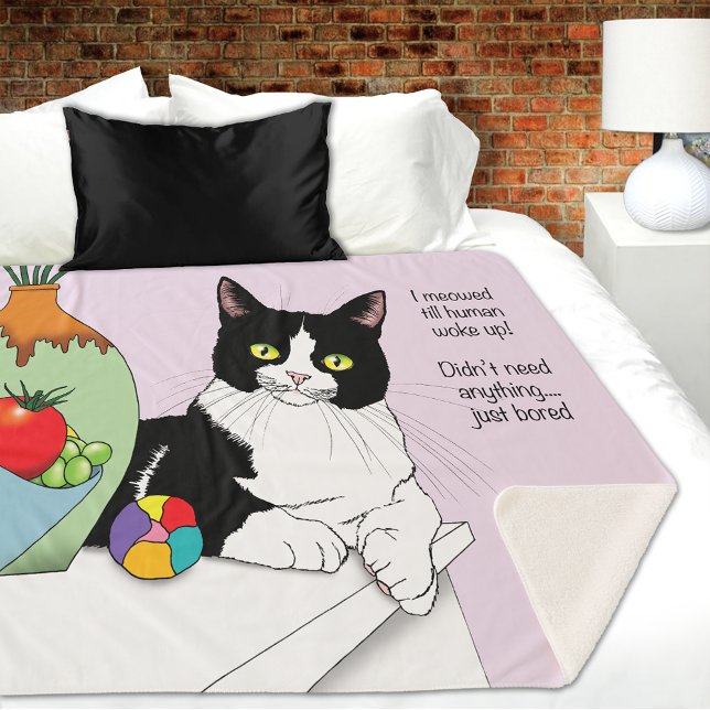 Couverture Sherpa Noir Blanc Tuxedo Funny Chat (Créateur téléchargé)