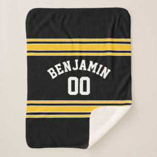 Couverture Sherpa Noir et nombre nommé fait sur commande du Jersey