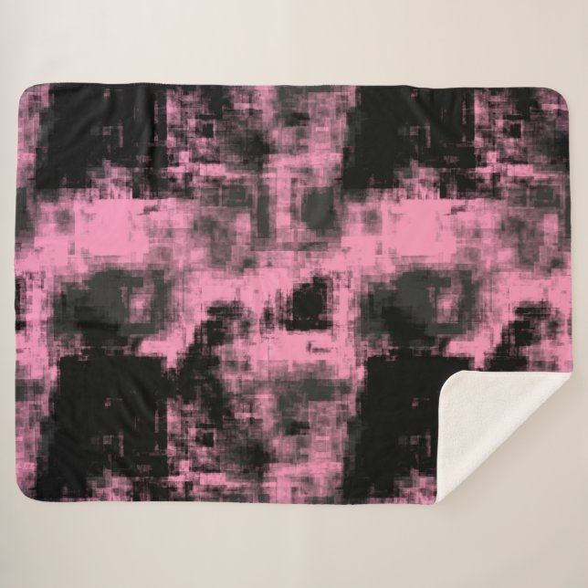 Couverture Sherpa Noir rose et gris (Devant (Horizontal))