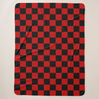 Couverture Sherpa Noir + Rouge À damiers Motif de tableau de bord