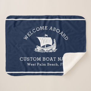 Couverture Sherpa Nom de bateau personnalisé moderne nautique & logo