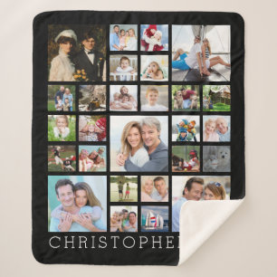 Couverture Sherpa Nom de famille 27 Photo Collage Couleur personnali