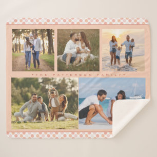 Couverture Sherpa Nom De Famille 5 Photo Collage Rose Girly Moderne