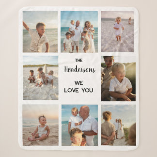 Couverture Sherpa Nom de famille personnalisé 8 Photo Collage Nous v