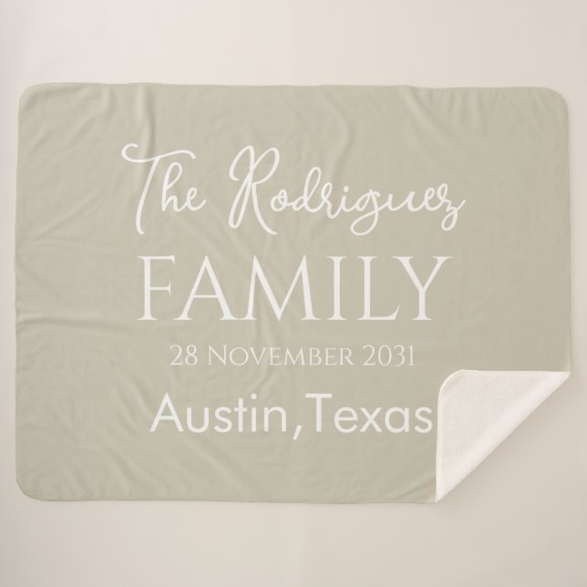 Couverture Sherpa Nom de famille simple et neutre (Devant (Horizontal))