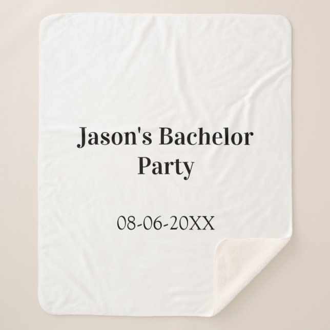 Couverture Sherpa Nom de la fête de bachelor date simple minimal mei (Devant)