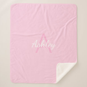 Couverture Sherpa Nom de la fille mignonne Monogrammed Rose et bla