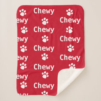 Couverture Sherpa Nom de la patte de chien Rouge Blanc