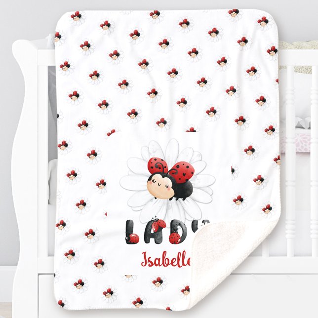 Couverture Sherpa Nom de l'insecte de la couille du sherpa (Cute Ladybug Name Sherpa Blanket)
