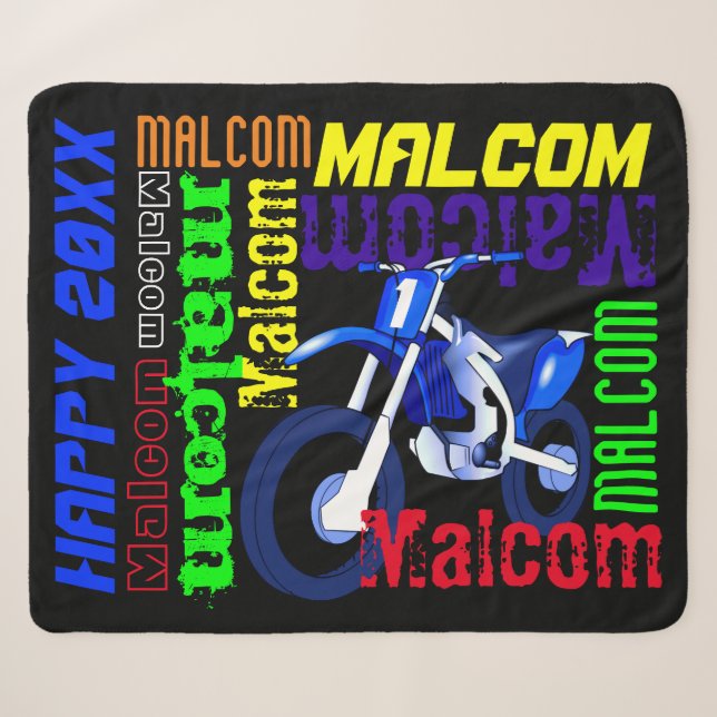 Couverture Sherpa Nom de moto de cross Typography couleur personnali (Devant (Horizontal))