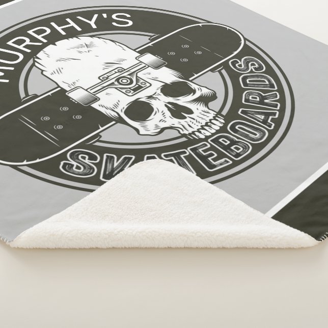 Couverture Sherpa NOM DE Patinage Personnalisé Skull Skateboard Skat (3/4)