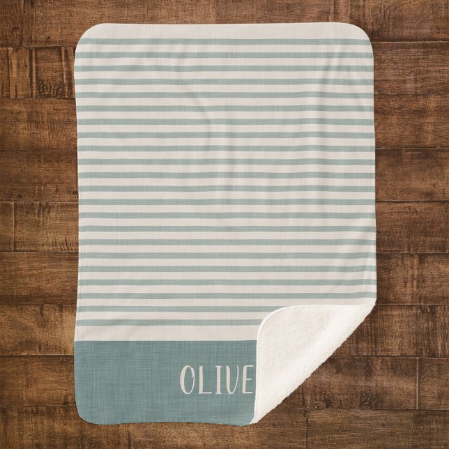 Couverture Sherpa Nom des bandes bleues Monogramme | Agritourisme (Créateur téléchargé)