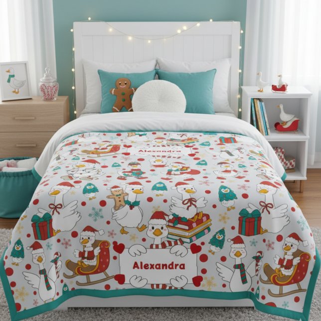 Couverture Sherpa Nom d'oie de Noël personnalisé (Créateur téléchargé)