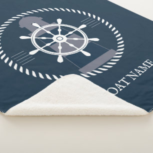 Couverture Sherpa Nom du bateau nautique Marine Bleu