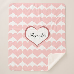 Couverture Sherpa Nom du Motif de coeur rose Monogramme Script