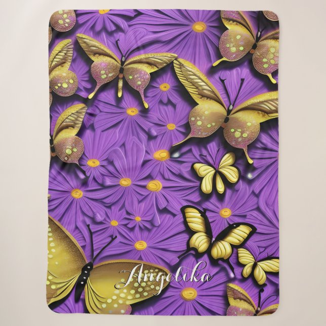 Couverture Sherpa Nom du papillon et des fleurs (Devant)