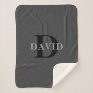 Couverture Sherpa Nom et monogramme Dark Gray