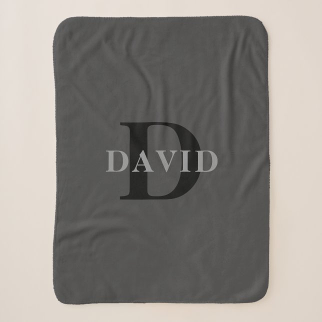 Couverture Sherpa Nom et monogramme | Gris foncé (Devant)