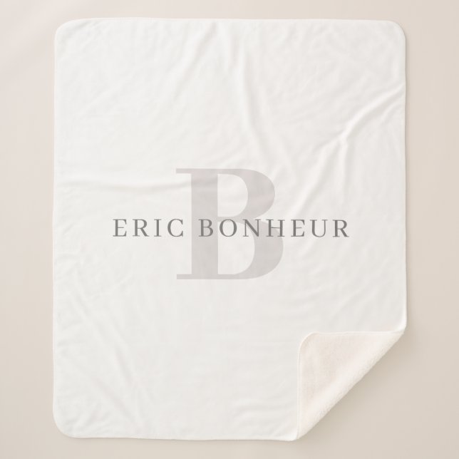 Couverture Sherpa Nom moderne élégant et monogramme (Devant)