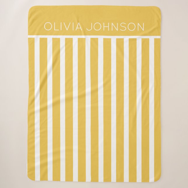 Couverture Sherpa Nom Personnalisable Jaune d'été (Devant)
