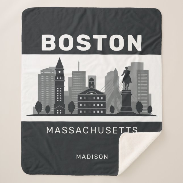 Couverture Sherpa Nom personnalisé Boston Massachusetts (Devant)