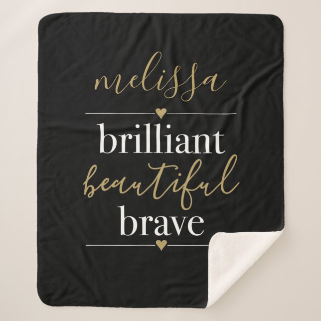 Couverture Sherpa Nom personnalisé Brillant Belle Brave (Devant)