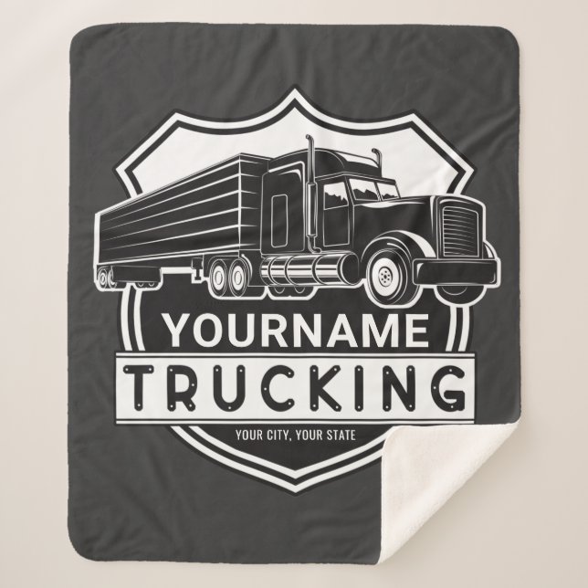 Couverture Sherpa NOM personnalisé Camions Big Rig Semi Trucker (Devant)