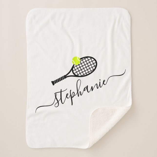 Couverture Sherpa Nom personnalisé du monogramme de tennis (Devant)