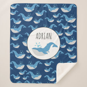 Couverture Sherpa Nom personnalisé du Motif de baleines de l'océan b