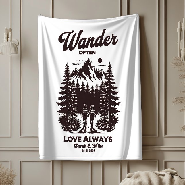 Couverture Sherpa Nom personnalisé et date mariage cadeau, personnal (Créateur téléchargé)