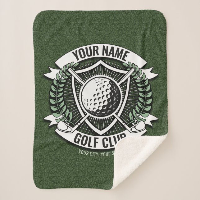Couverture Sherpa NOM personnalisé Golfer Golf Club Turf Clubhouse (Devant)
