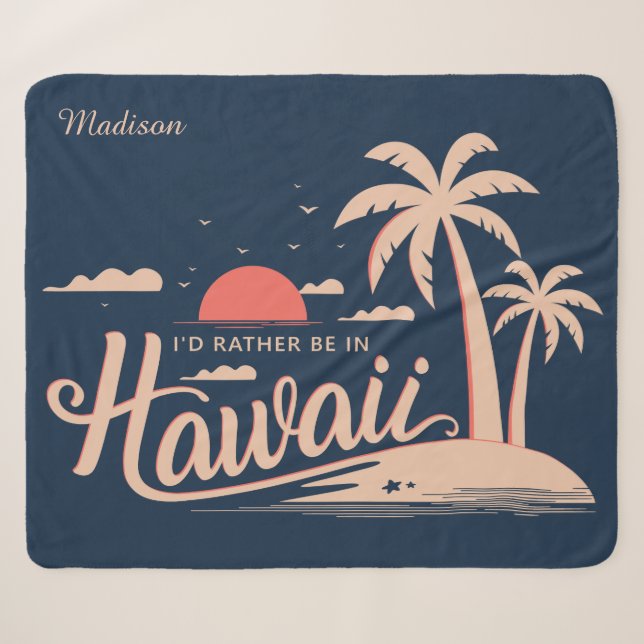 Couverture Sherpa Nom personnalisé Hawaii (Devant (Horizontal))