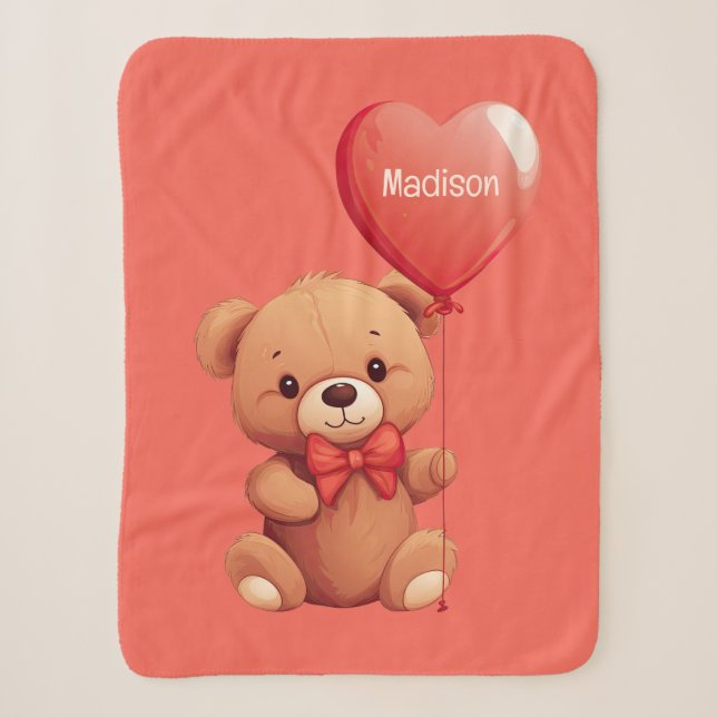 Couverture Sherpa Nom personnalisé Love Teddy (Devant)