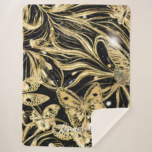 Couverture Sherpa Nom personnalisé papillon (Devant)