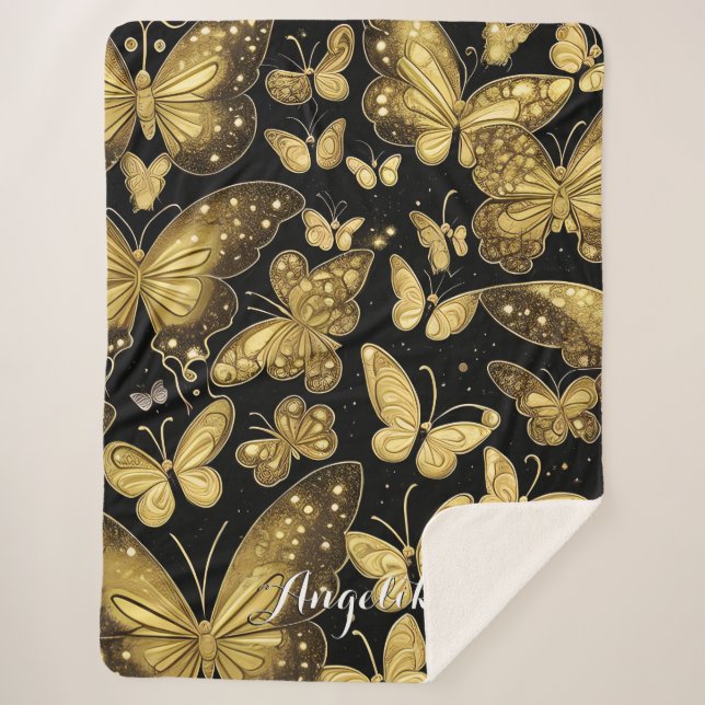 Couverture Sherpa Nom personnalisé papillon (Devant)