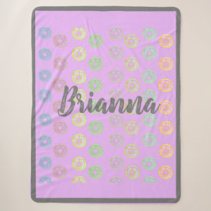 Couverture Sherpa Nom personnalisé pourpre Donut Sherpa Blanche